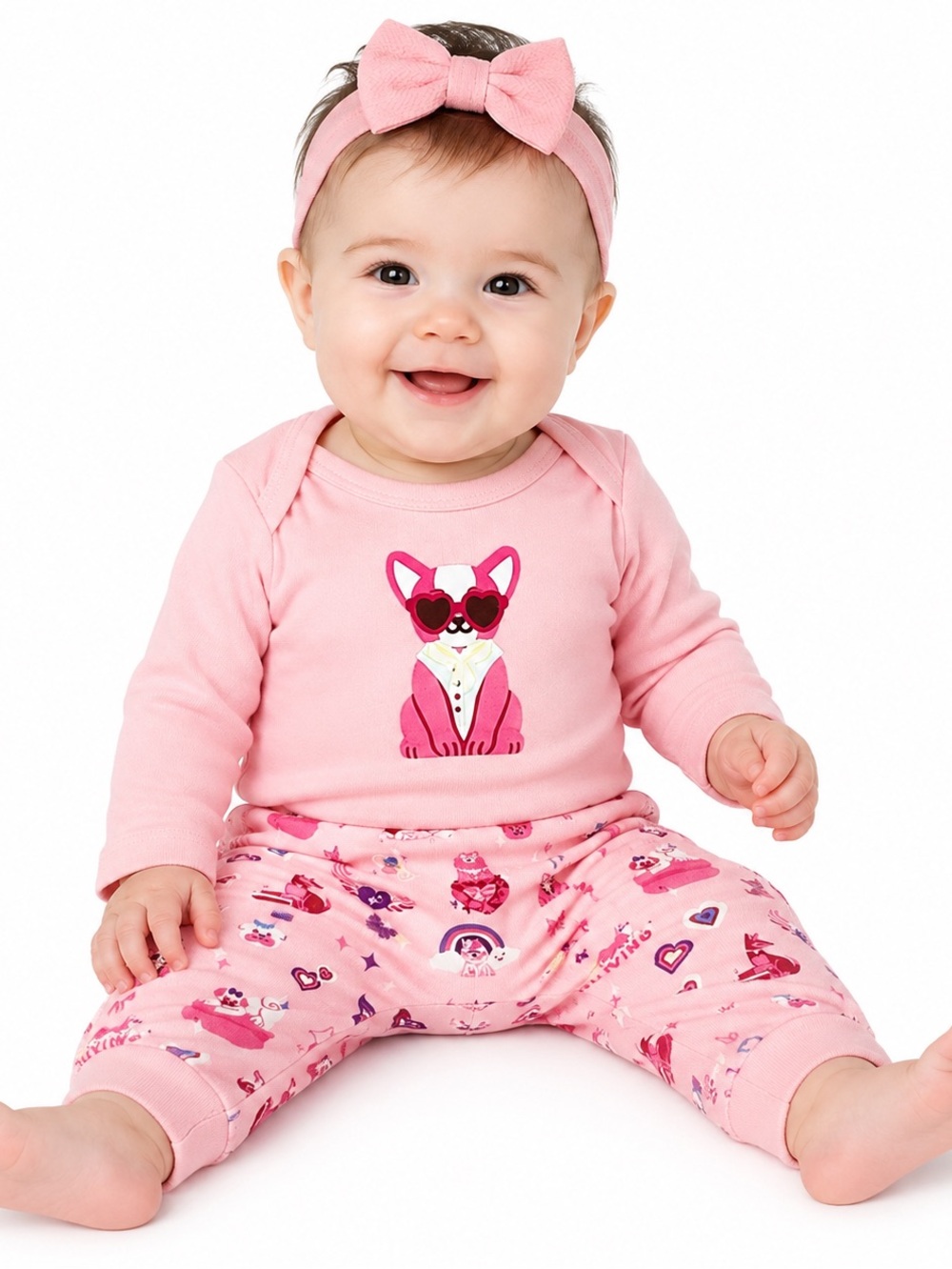 Paris Hilton Pink Puppy Long Sleeve Organic Cotton Set